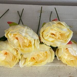 7 Stems Yellow Peony Ranunculus Artificial Flowers